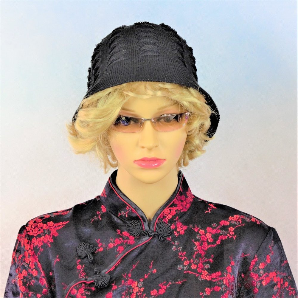 City Hunter Black Distressed Ragged Style Bucket Hat